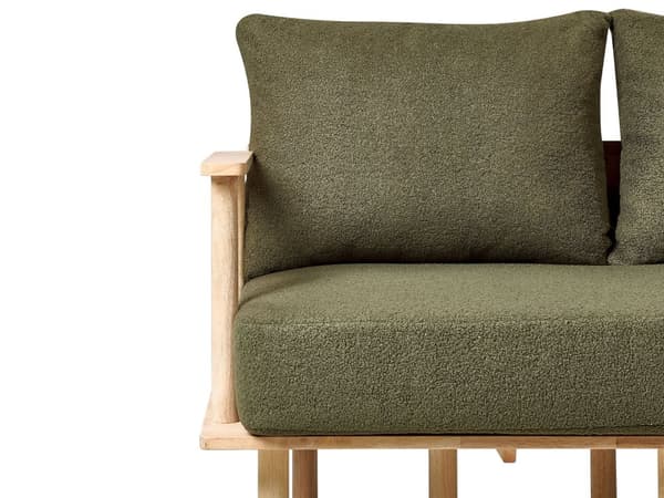 Sofa Mørkegrønn Polyester stoff Boucle Polstring 2-seter Minimalistisk Japandi-stil