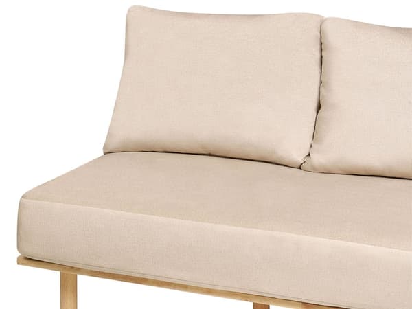 Sofa Beige Polyester Stoff Polstring 2-seter med Sammenleggbart Ryggstøtte Bord Japandi-stil