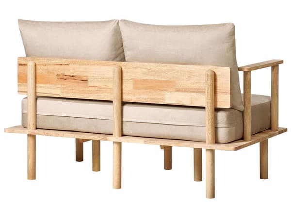 Sofa Beige Polyester Stoff Polstring 2-seter Japandi Minimalistisk Stil