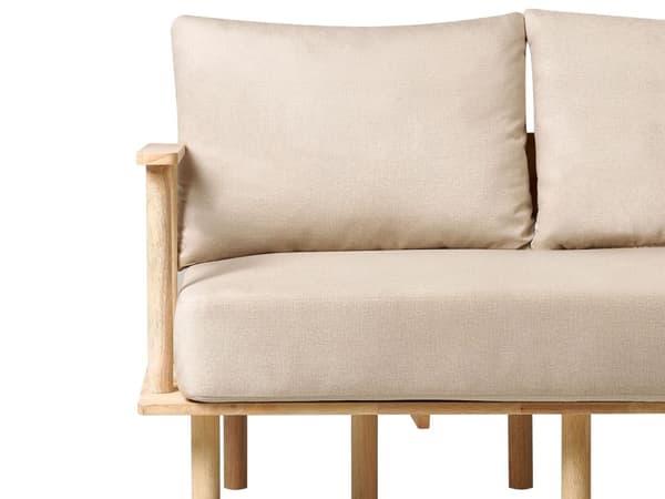 Sofa Beige Polyester Stoff Polstring 2-seter Japandi Minimalistisk Stil