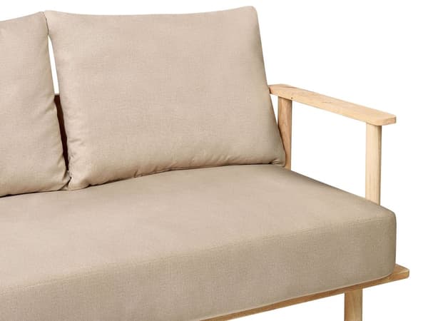 Sofa Beige Polyester Stoff Polstring 2-seter Japandi Minimalistisk Stil