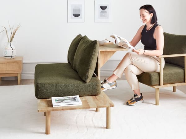 Sofa Mørkegrøn Boucle 2 Personers Tyk Polstret Dyb Blød Stofsofa til Stuen Moderne Inspiration Stue Møbel Moderne