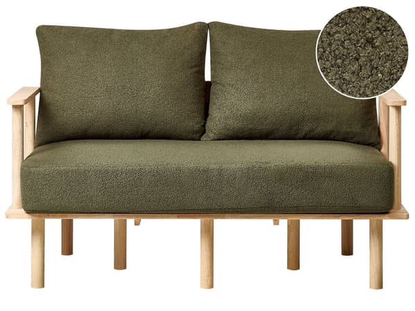 Sofa Mørkegrøn Boucle 2 Personers Tyk Polstret Dyb Blød Stofsofa til Stuen Moderne Inspiration Stue Møbel Moderne