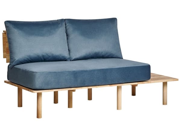 Sofa Blå Polyester 2 Personers Tyk Polstret Dyb Blød Stofsofa til Stuen Moderne Inspiration Stue Møbel Moderne