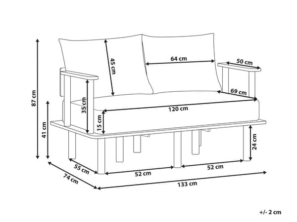 Sofa Beige Polyester 2 Personers Tyk Polstret Dyb Blød Stofsofa til Stuen Moderne Inspiration Stue Møbel Moderne