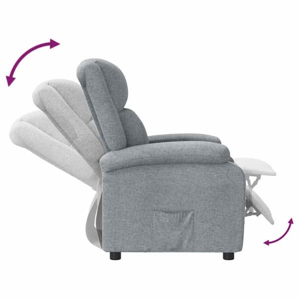 vidaXL Reclinerfåtölj ljusgrå tyg