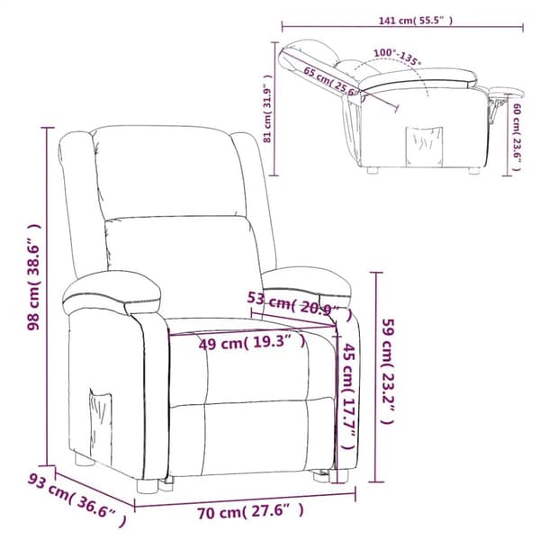 vidaXL Reclinerfåtölj ljusgrå tyg