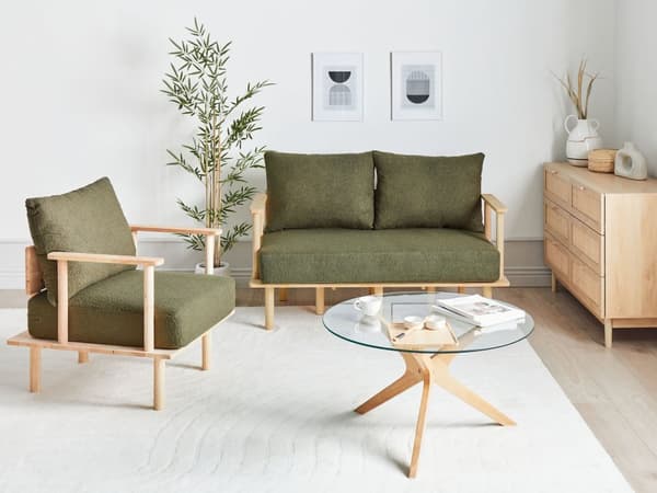 Sofasæt Mørkegrøn Polyester 3 Personers Sofagruppe Design Stue Indretning Sofa med Lænestol
