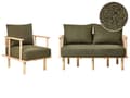 Miniatyrbillede 1 af 11: Sofasæt Mørkegrøn Polyester 3 Personers Sofagruppe Design Stue Indretning Sofa med Lænestol