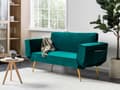 Miniatyrbilde 2 av 11: Sovesofa i Stoff Smaragdgrønn Justerbare Armlener Stue Gjesteseng Retro
