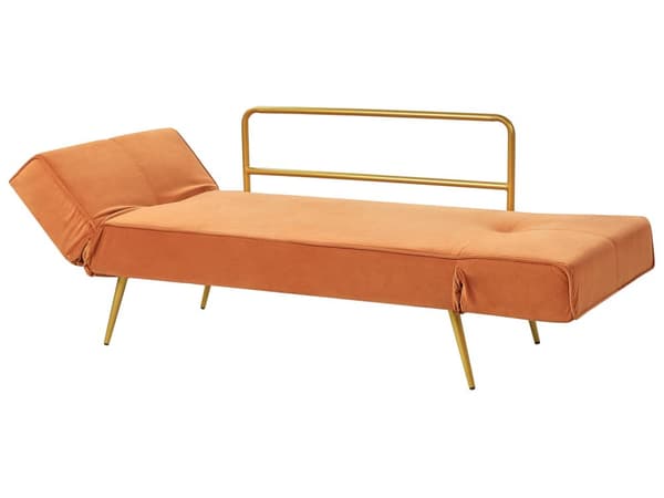Sovesofa i Stoff Oransje Justerbare Armlener Stue Gjesteseng Retro