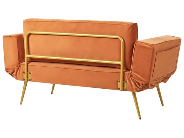 Sovesofa i Stoff Oransje Justerbare Armlener Stue Gjesteseng Retro