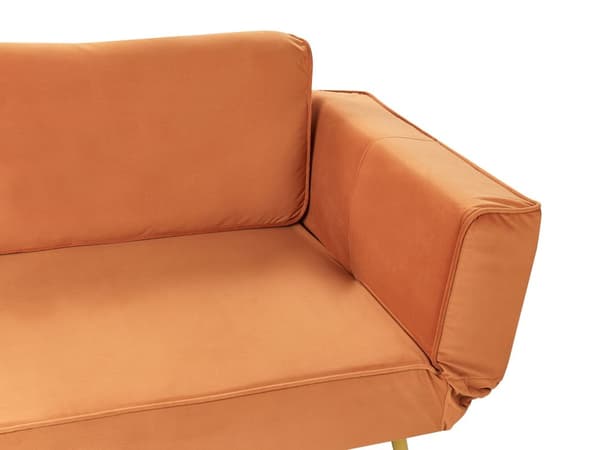 Sovesofa i Stoff Oransje Justerbare Armlener Stue Gjesteseng Retro