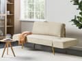 Miniatyrbilde 4 av 11: Sovesofa i Stoff Beige Justerbare Armlener Stue Gjesteseng Retro