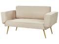 Miniatyrbilde 5 av 11: Sovesofa i Stoff Beige Justerbare Armlener Stue Gjesteseng Retro