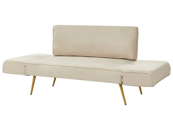 Sovesofa i Stoff Beige Justerbare Armlener Stue Gjesteseng Retro