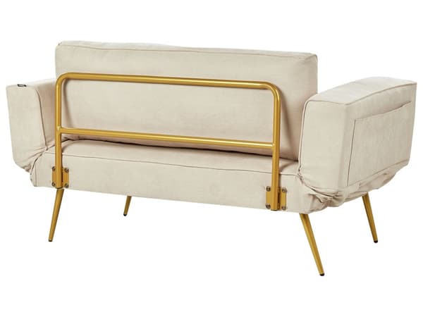 Sovesofa i Stoff Beige Justerbare Armlener Stue Gjesteseng Retro