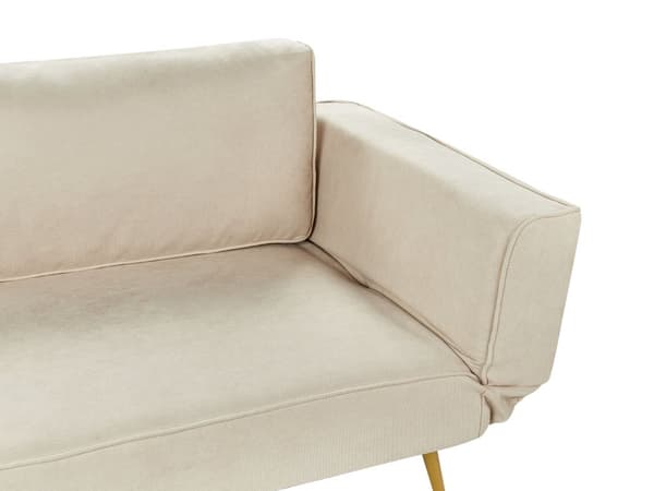 Sovesofa i Stoff Beige Justerbare Armlener Stue Gjesteseng Retro