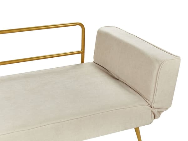 Sovesofa i Stoff Beige Justerbare Armlener Stue Gjesteseng Retro