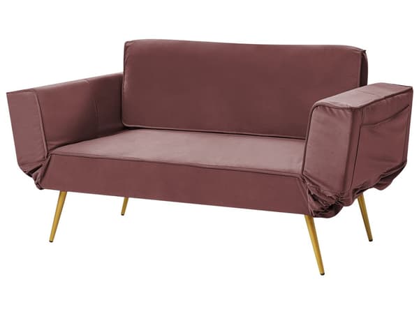Sovesofa Lyserød Velour 2 Personers Moderne Blød Sofa Sofaseng To Personers Designsofa til Værelse Stofsofa med Klik Klak funktion