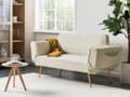 Miniatyrbillede 2 af 11: Sovesofa Off White Boucle 2 Personers Moderne Blød Sofa Sofaseng To Personers Designsofa til Værelse Stofsofa med Klik Klak funktion