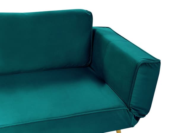 Bäddsoffa Grön Tyg Justerbara Armstöd Vardagsrum Gästsäng Minimalistisk