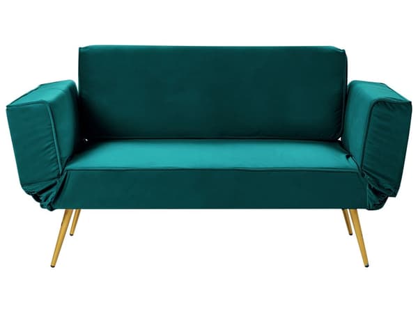 Bäddsoffa Grön Tyg Justerbara Armstöd Vardagsrum Gästsäng Minimalistisk