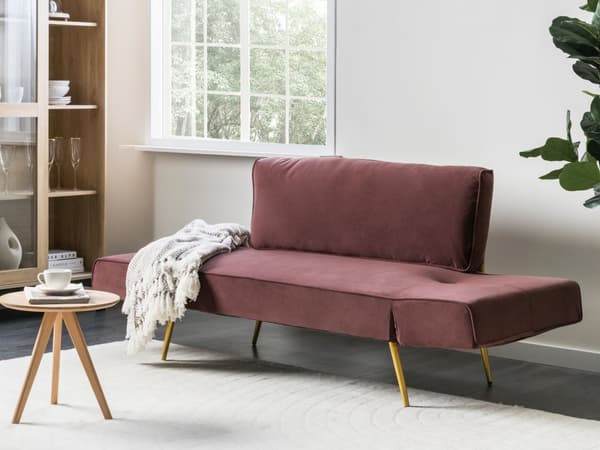 Bäddsoffa Rosa Tyg Justerbara Armstöd Vardagsrum Gästsäng Minimalistisk