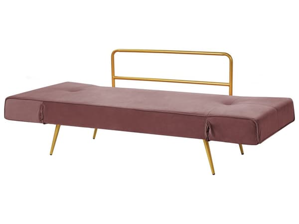 Bäddsoffa Rosa Tyg Justerbara Armstöd Vardagsrum Gästsäng Minimalistisk