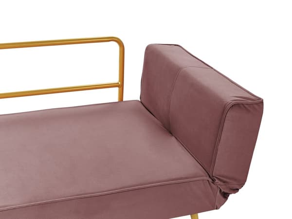 Bäddsoffa Rosa Tyg Justerbara Armstöd Vardagsrum Gästsäng Minimalistisk