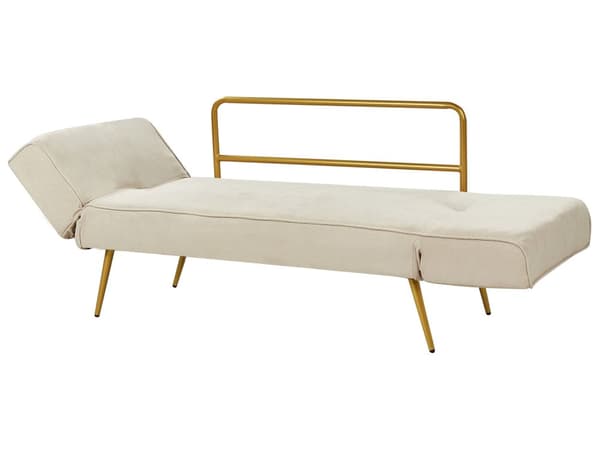 Vuodesohva beige kangas 187 x 82 x 75 cm säädettävät käsinojat 2 istuttava moderni glamour tyyli