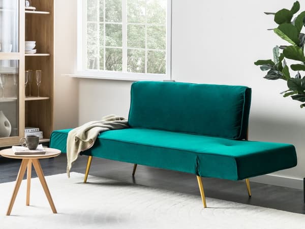 Vuodesohva smaragdinvihreä sametti 187 x 82 x 75 cm säädettävät käsinojat 2 istuttava moderni glamour tyyli