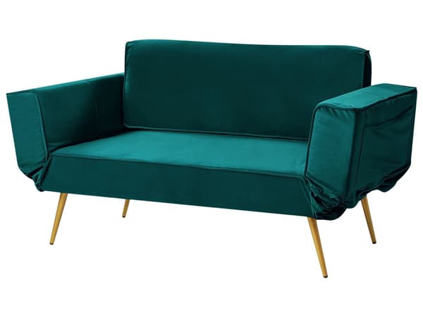 Vuodesohva smaragdinvihreä sametti 187 x 82 x 75 cm säädettävät käsinojat 2 istuttava moderni glamour tyyli