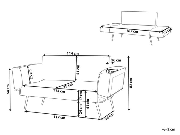 Vuodesohva luonnonvalkoinen buklee 187 x 82 x 75 cm säädettävät käsinojat 2 istuttava moderni glamour tyyli