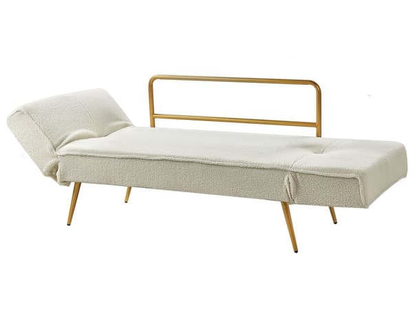 Vuodesohva luonnonvalkoinen buklee 187 x 82 x 75 cm säädettävät käsinojat 2 istuttava moderni glamour tyyli
