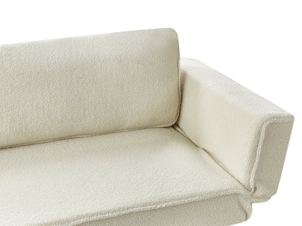Vuodesohva luonnonvalkoinen buklee 187 x 82 x 75 cm säädettävät käsinojat 2 istuttava moderni glamour tyyli
