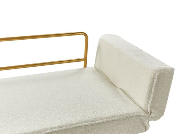 Vuodesohva luonnonvalkoinen buklee 187 x 82 x 75 cm säädettävät käsinojat 2 istuttava moderni glamour tyyli
