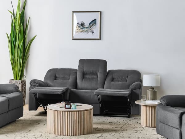 Hvilestol Mørkegrå Tykt Polstret Polyester 3 pers 204 x 101 x 73 Tv stol Push-Back sovefunktion Manuelt Justerbar Ryg og Fodstøtte Stue