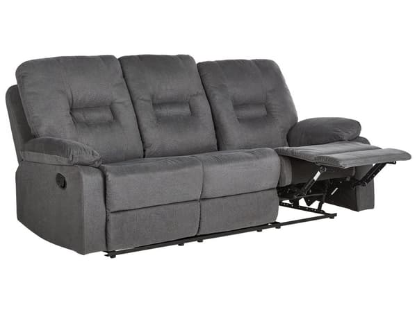 Hvilestol Mørkegrå Tykt Polstret Polyester 3 pers 204 x 101 x 73 Tv stol Push-Back sovefunktion Manuelt Justerbar Ryg og Fodstøtte Stue