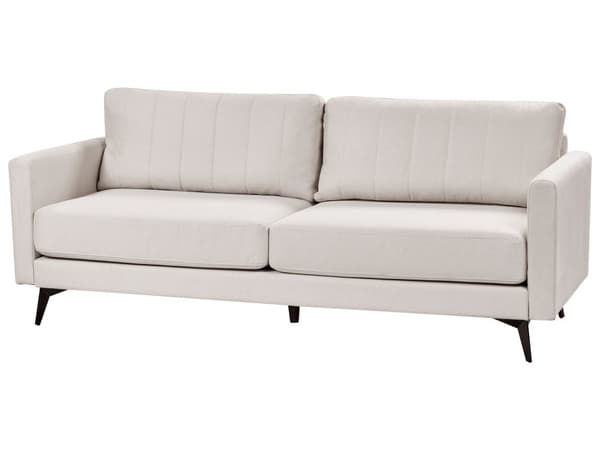 Sofa Lys Beige Polyester 3 Personers Tyk Polstret Dyb Blød Stofsofa til Stuen Moderne Inspiration Stue Møbel Klassisk