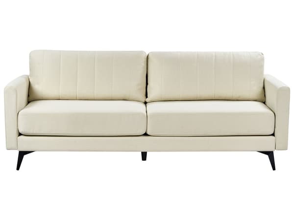 Sofa Lys Beige Polyester 3 Personers Tyk Polstret Dyb Blød Stofsofa til Stuen Moderne Inspiration Stue Møbel Klassisk