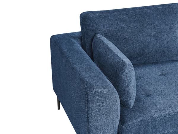 Hjørnesofa blå venstre stof polyesterbetræk L-formet til tre personer stue opholdsrum