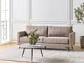 Miniatyrbillede 2 af 10: Sofa Lysebrun Polyester 3 Personers Tyk Polstret Dyb Blød Stofsofa til Stuen Moderne Inspiration Stue Møbel Klassisk