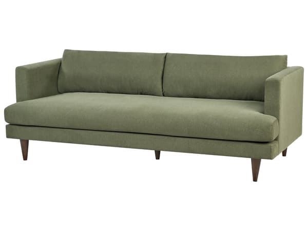 Sofa Grøn Polyester 3 Personers Tyk Polstret Dyb Blød Stofsofa til Stuen Moderne Inspiration Stue Møbel Klassisk