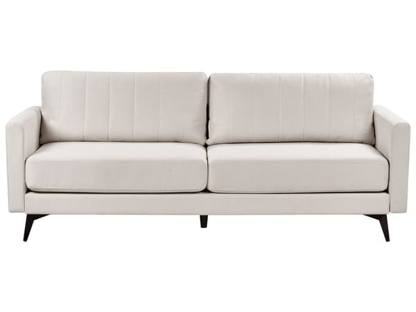 Soffa 3-sits Tyg Ljus Beige Vardagsrum Modern Stil Metallben