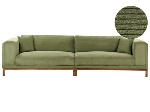 4-personers sofa grøn polstret polyester træben tykt polstret moderne stil til stuen