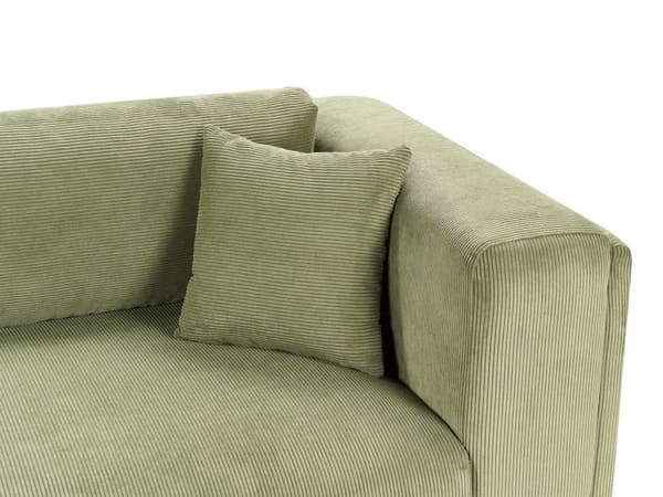 Sofa Grønn Kordfløyel Polstring Treben 4 Seter Tykt polstret Moderne Stil Stue Møbler