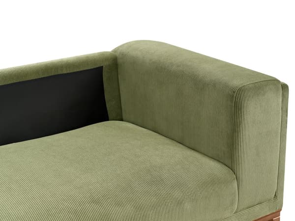 Sofa Grønn Kordfløyel Polstring Treben 4 Seter Tykt polstret Moderne Stil Stue Møbler