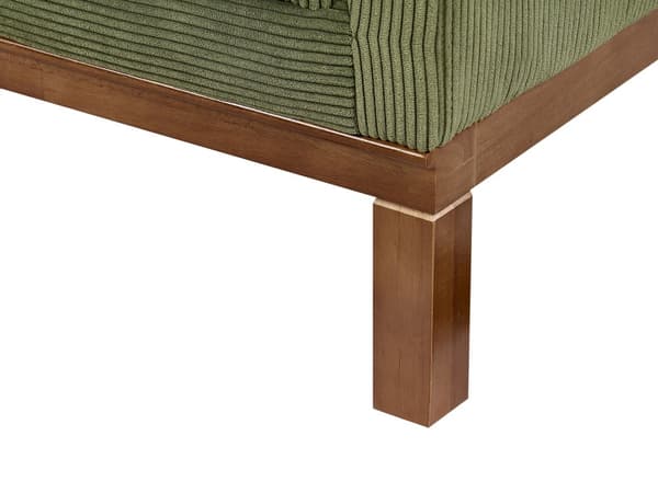 Sofa Grønn Kordfløyel Polstring Treben 4 Seter Tykt polstret Moderne Stil Stue Møbler