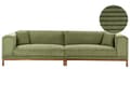 Miniatyrbilde 1 av 11: Sofa Grønn Kordfløyel Polstring Treben 4 Seter Tykt polstret Moderne Stil Stue Møbler